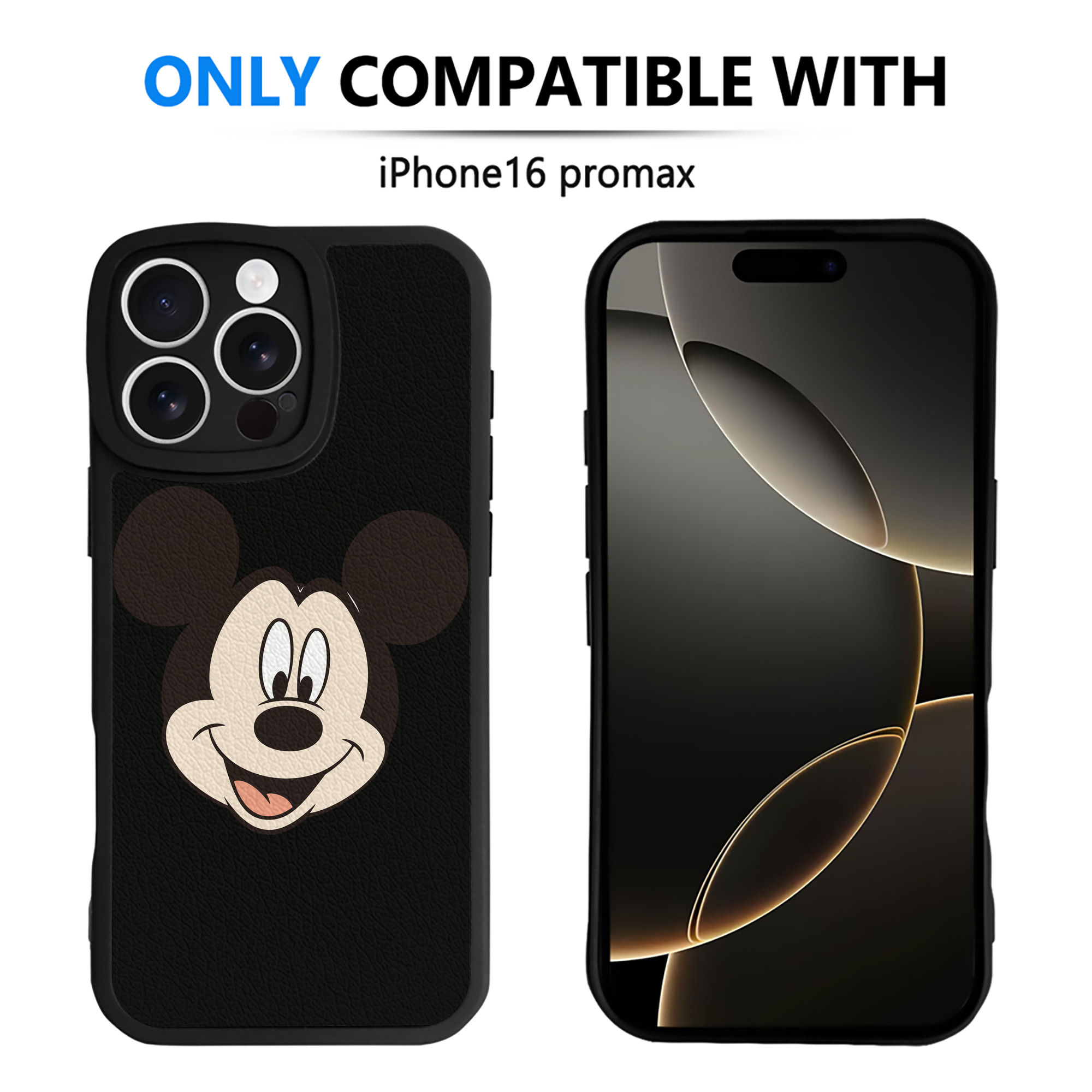 （画像用） ミッキーマウス Mickey Mouse 【iPhone 16シリーズ対応】シリコンスマホケース（レザー調） 材質：シリコン